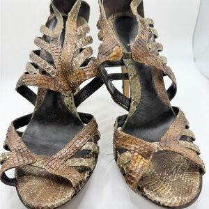 Fendi Brown Snakeskin Strappy Heels